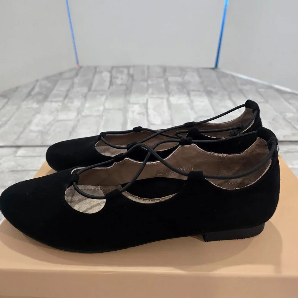Lazio Collezione Women Size‎ 37 UK, US 6.5 Minerva Black Lace Up Flats